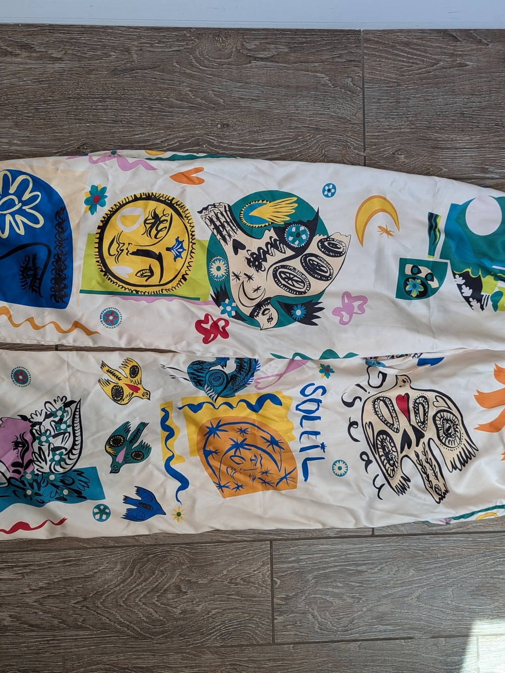 Commense Soleil Satin Set Graphic Short Sleeve Button Up Wide Leg Pants Small - Picture 12 of 15